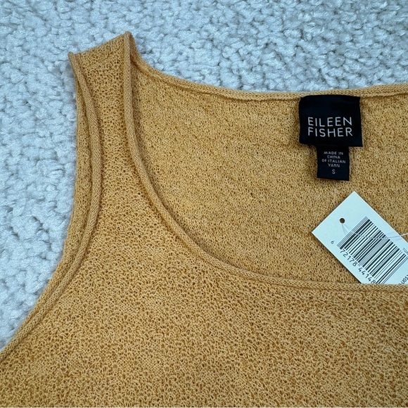 NEW Eileen Fisher Washable Wool Crepe Tank Roll Square Neck Mustard Yellow Small - Picture 6 of 9